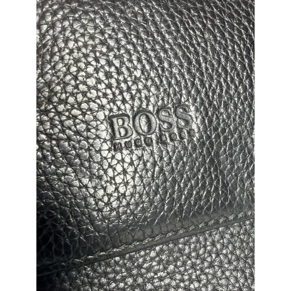 Hugo Boss Genuine Black Leather Laptop Messenger Bag Luxury Work Crossbody Satch